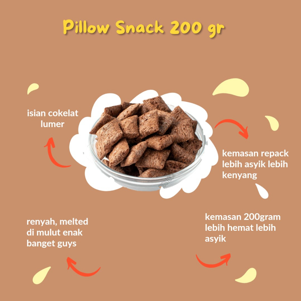 

Pillows snack cemilan isi coklat 200gr