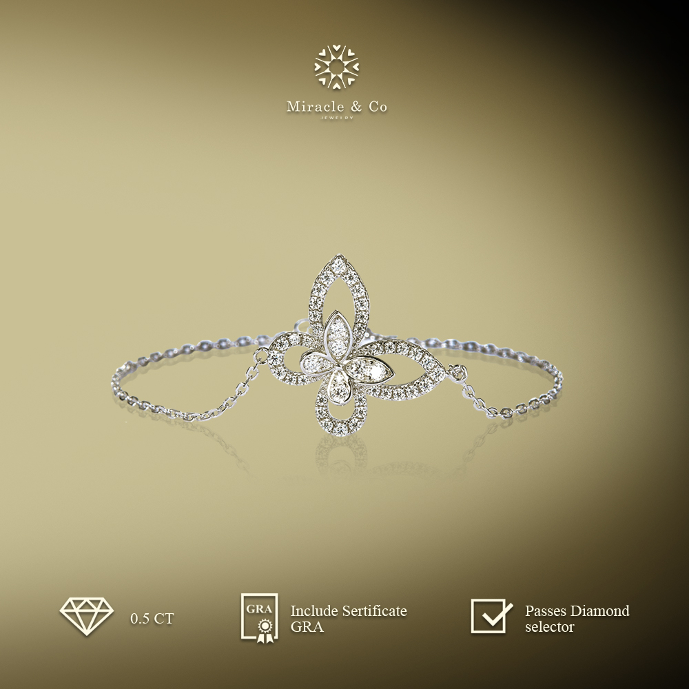 Miracle & Co - Gelang Butterfly - Gelang Wanita Batu Berlian Moissanite Asli Sertifikat GRA Lapis Em