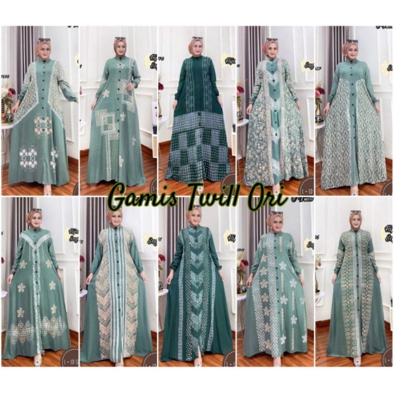 GAMIS TWILL ORI HIJAU SAGE SERIES ABSTRAK MALAMAN