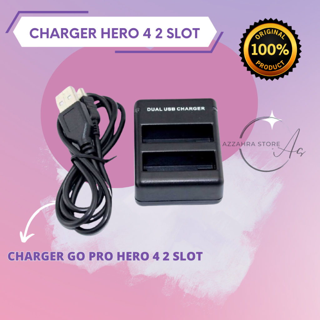 Charger 2 Slot Gopro Hero 4 Dan Battery Baterai Cadangan Gopro Hero 4 Hero4 Action Camera Casan Dan 