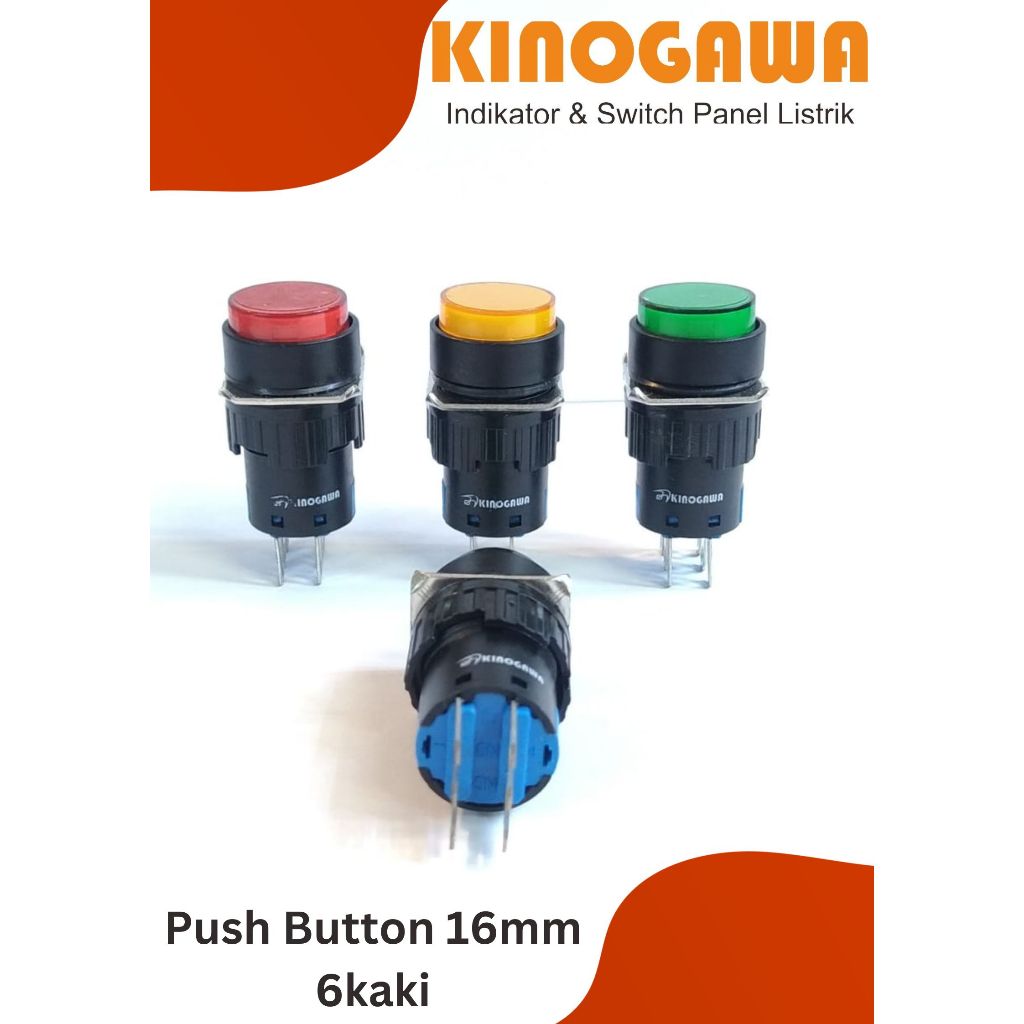 Push Button 16mm Bulat Push Lock / Ngunci Tanpa Lampu - Tombol Push Button Bulat