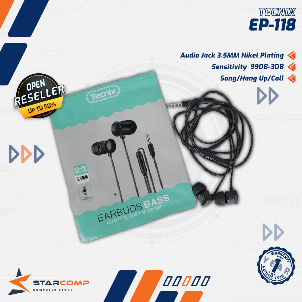 Earphone Tecnix EB-118 Headset termurah