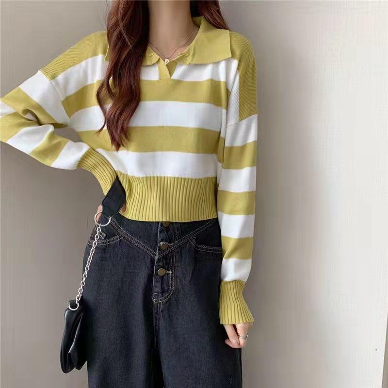 TELLY ➡️ BJ-067 Sweater Rajut Wanita Valencia Blaster Crop Korea