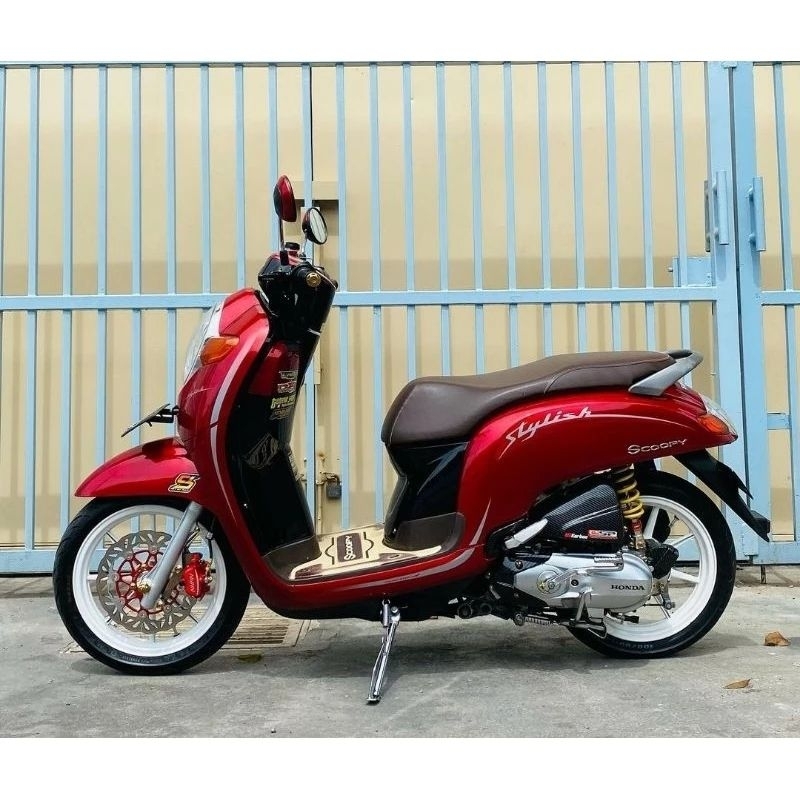 STRIPING STICKER LIS DECAL STANDAR ORI BERKUALITAS HONDA SCOOPY STYLISH 2019 RED MATTE MERAH DOFF