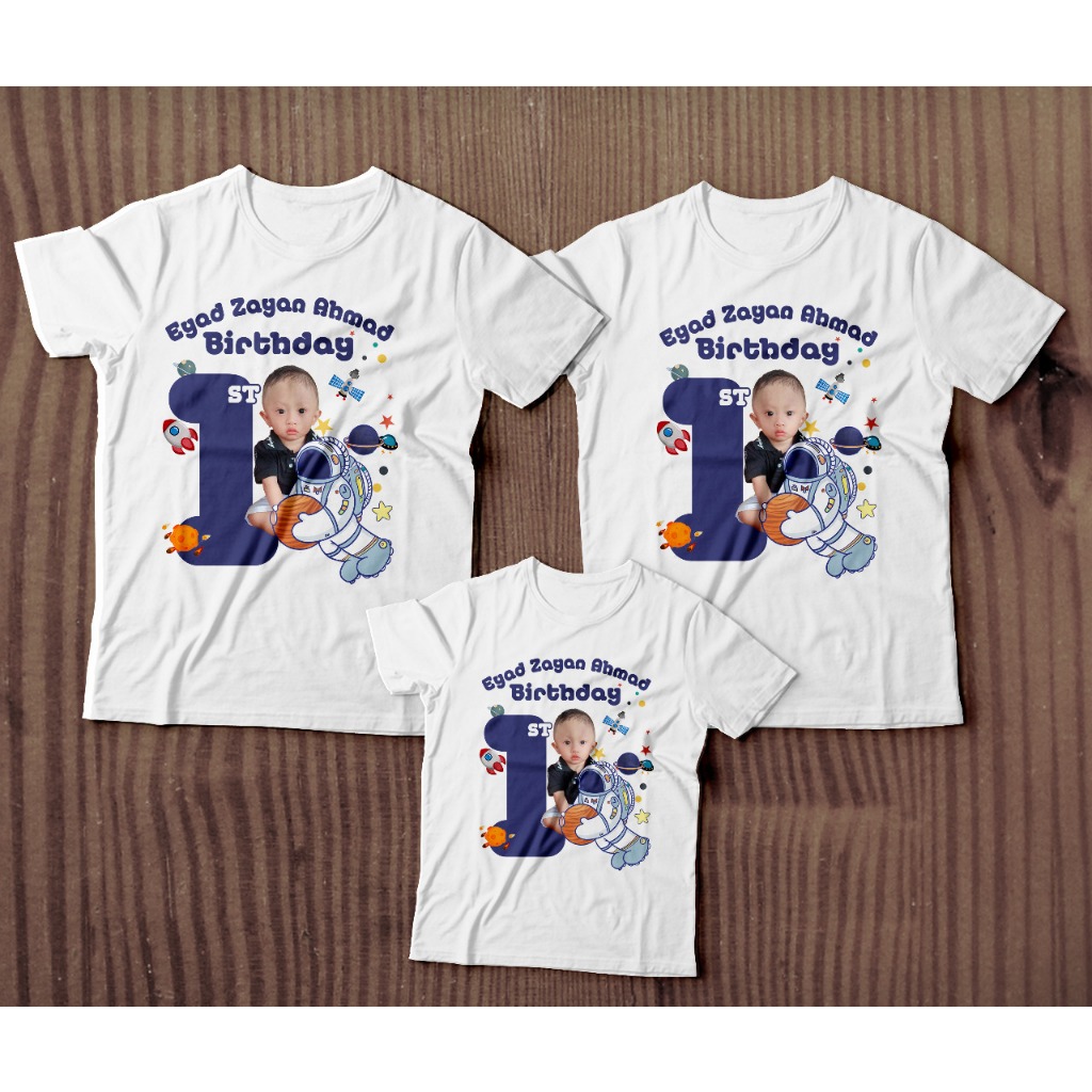 Kaos Astronot custom ultah Kaos distro couple kaos couplan keluarga katun premium 100% murni combed 