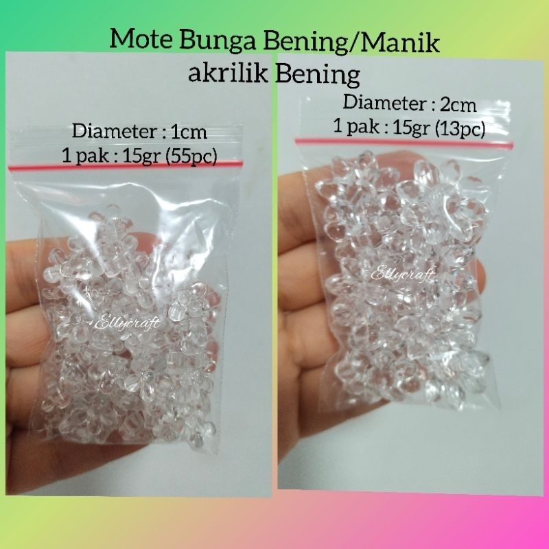 15gr Mote Bunga Bening/Manik akrilik Bening