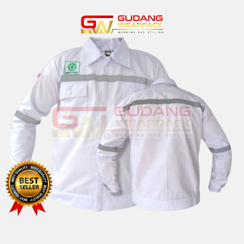 Baju kerja lapanagan/wearpack atasan warna PUTIH POLOS