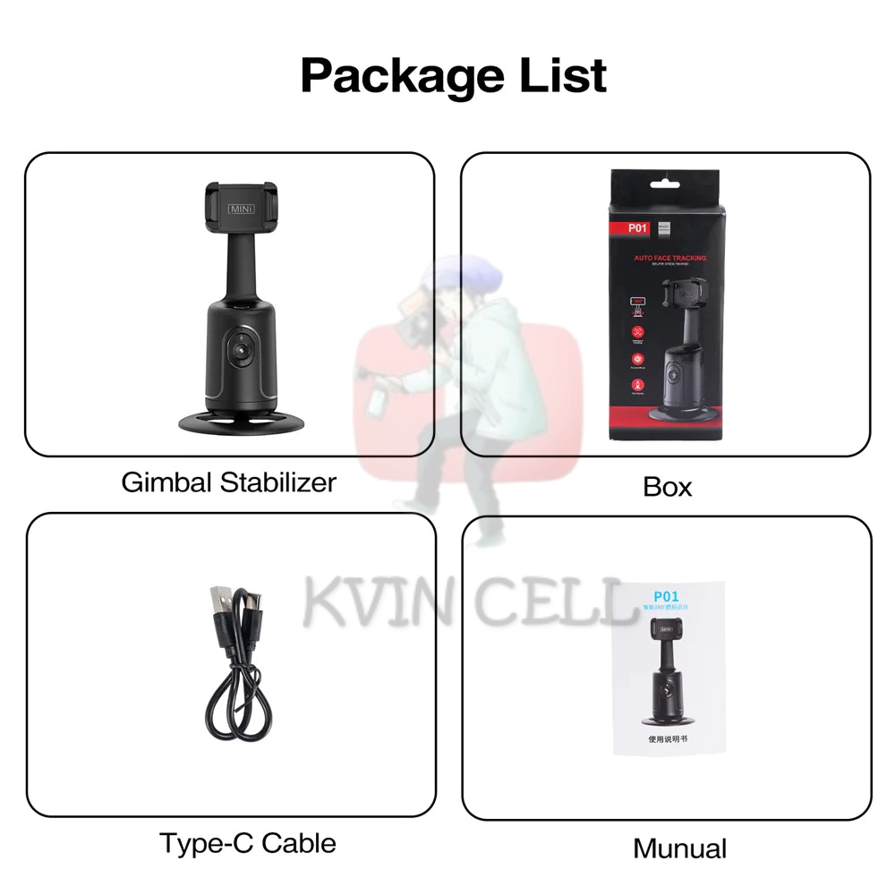 Auto Face Tracking Smart Gimbal Camera Tripod Sensor Handphone Stabilizer 360° Gesture Control Sensor Wajah Muka Pelacak P01-8