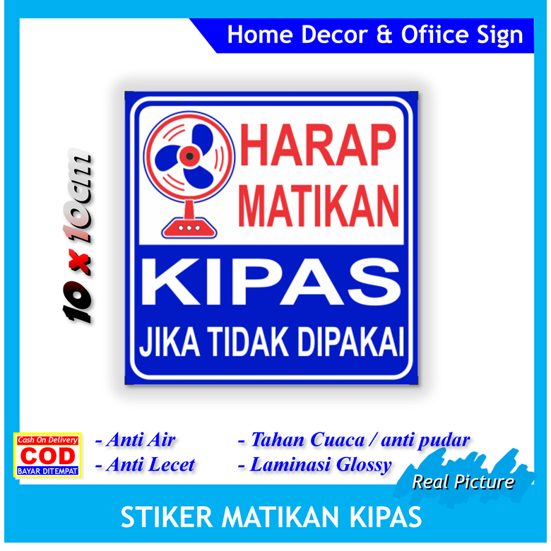 

Stiker label matikan kipas hemat listrik sticker rumah toko save energy