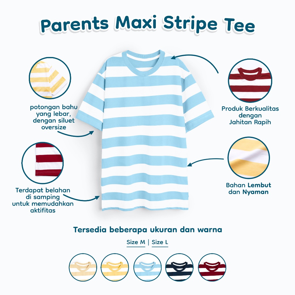 Nice Kids - Parents Maxi Stripe T-Shirt (Kaos Garis Dewasa M-L Unisex)