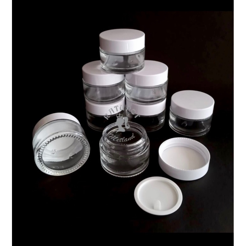 pot cream 30 gr pot kaca bening tutup putih