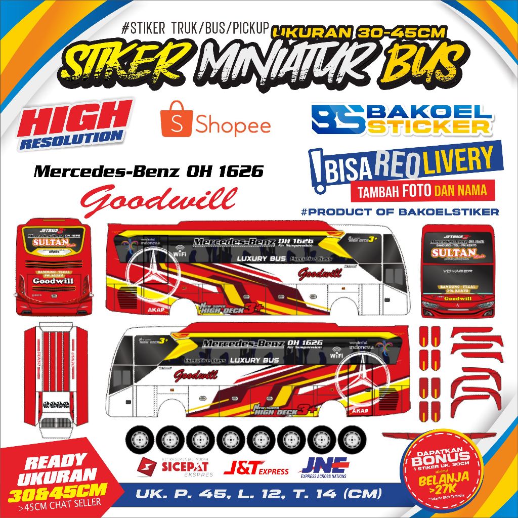 STIKER MINIATUR BUS JB3/2 UK. 30/45CM #2