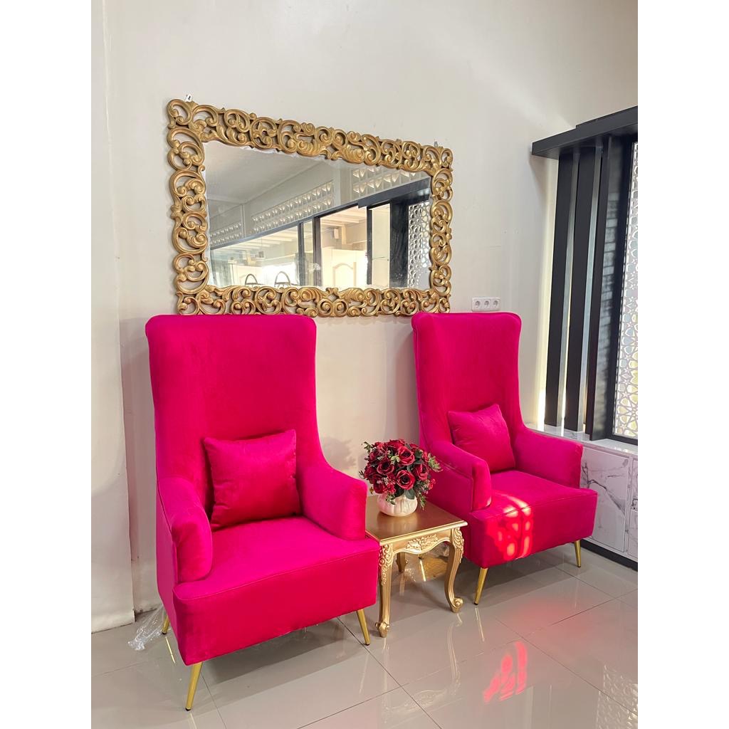 SOFA SINGLE KAKI BESI MEJA JATI
