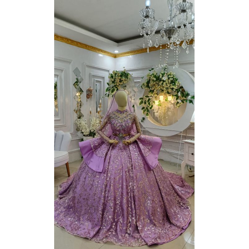 gaun pengantin berbie lilac murah