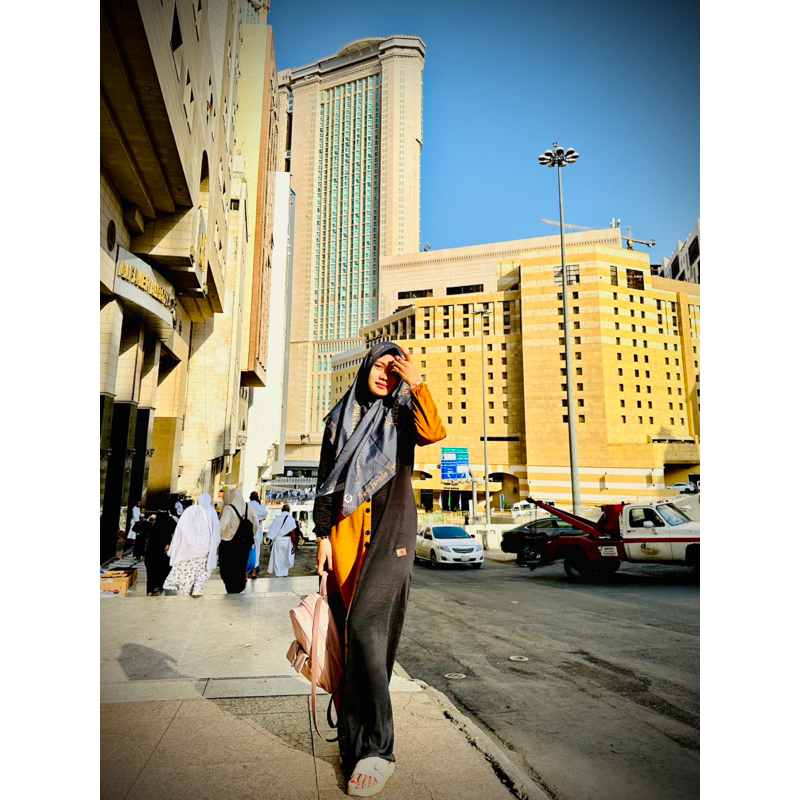 DAILY DRESS TWOTONE CARAMEL DAN WARDAH BY FAREECHA/ gamis twill fareecha, gamis twill tenun. dress t