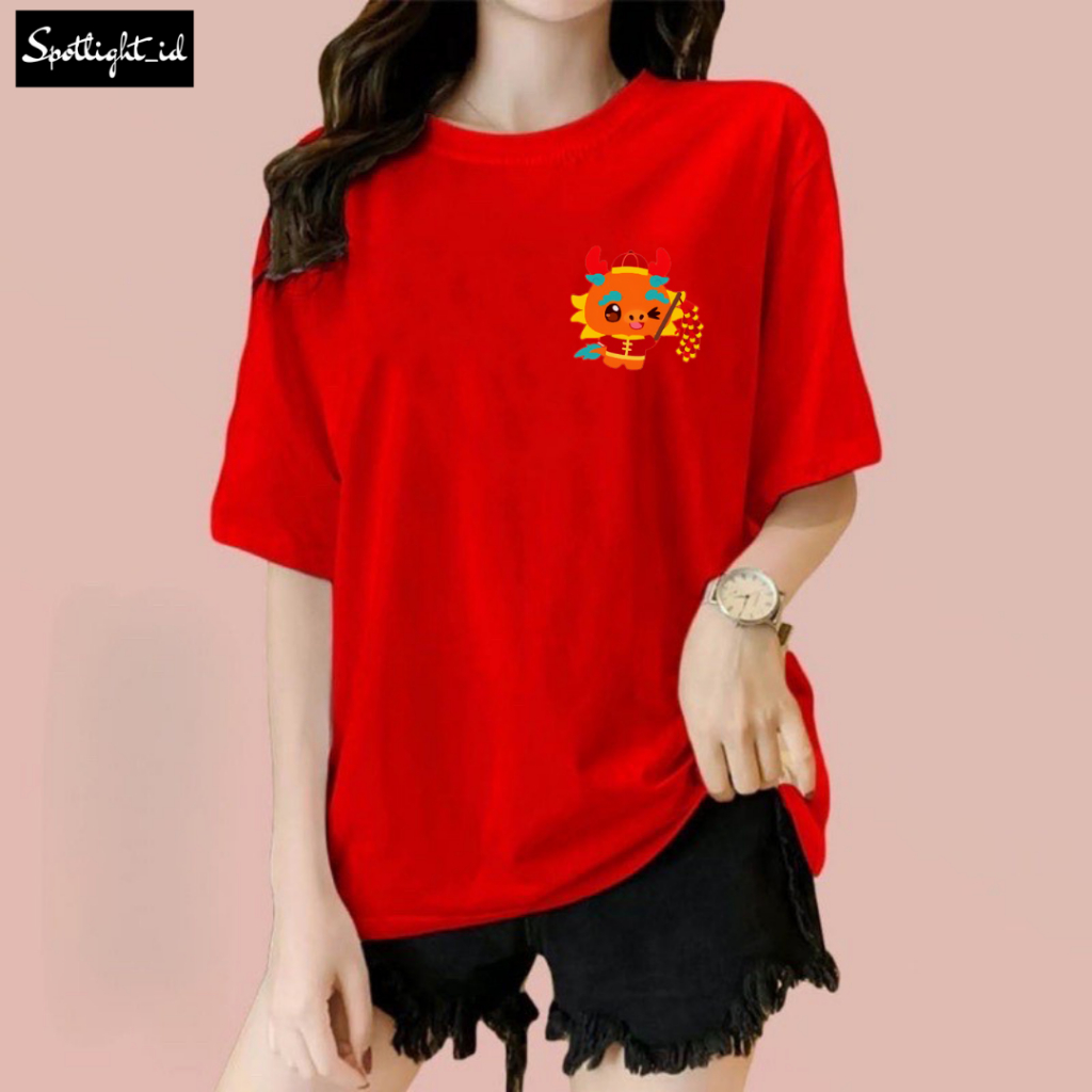 SPOTLIGHT_ID - BAJU KAOS WANITA IMLEK NAGA DRAGON PETASAN , T SHIRT WANITA IMLEK NAGA COMBED 30S , K