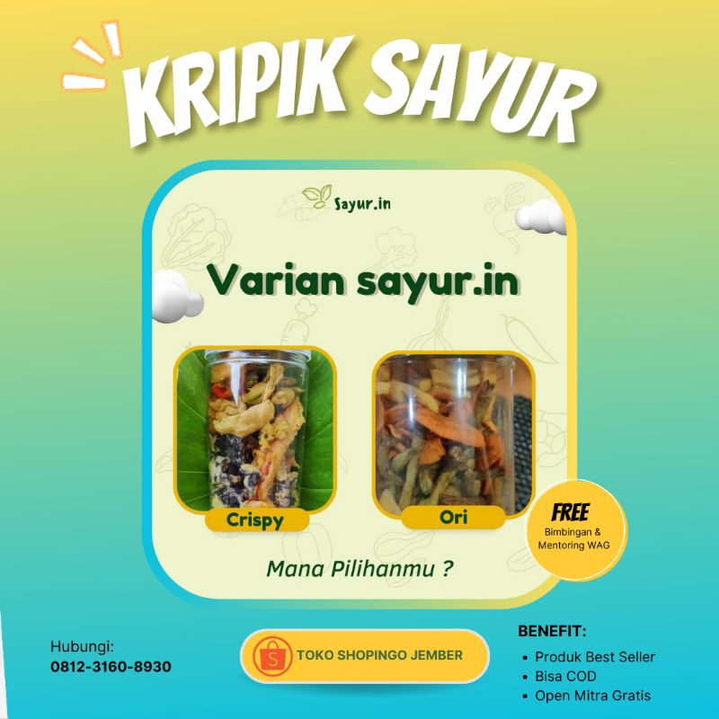 Keripik Sayurin Krispi Aneka Rasa Kemasan Plastik 250 Gram