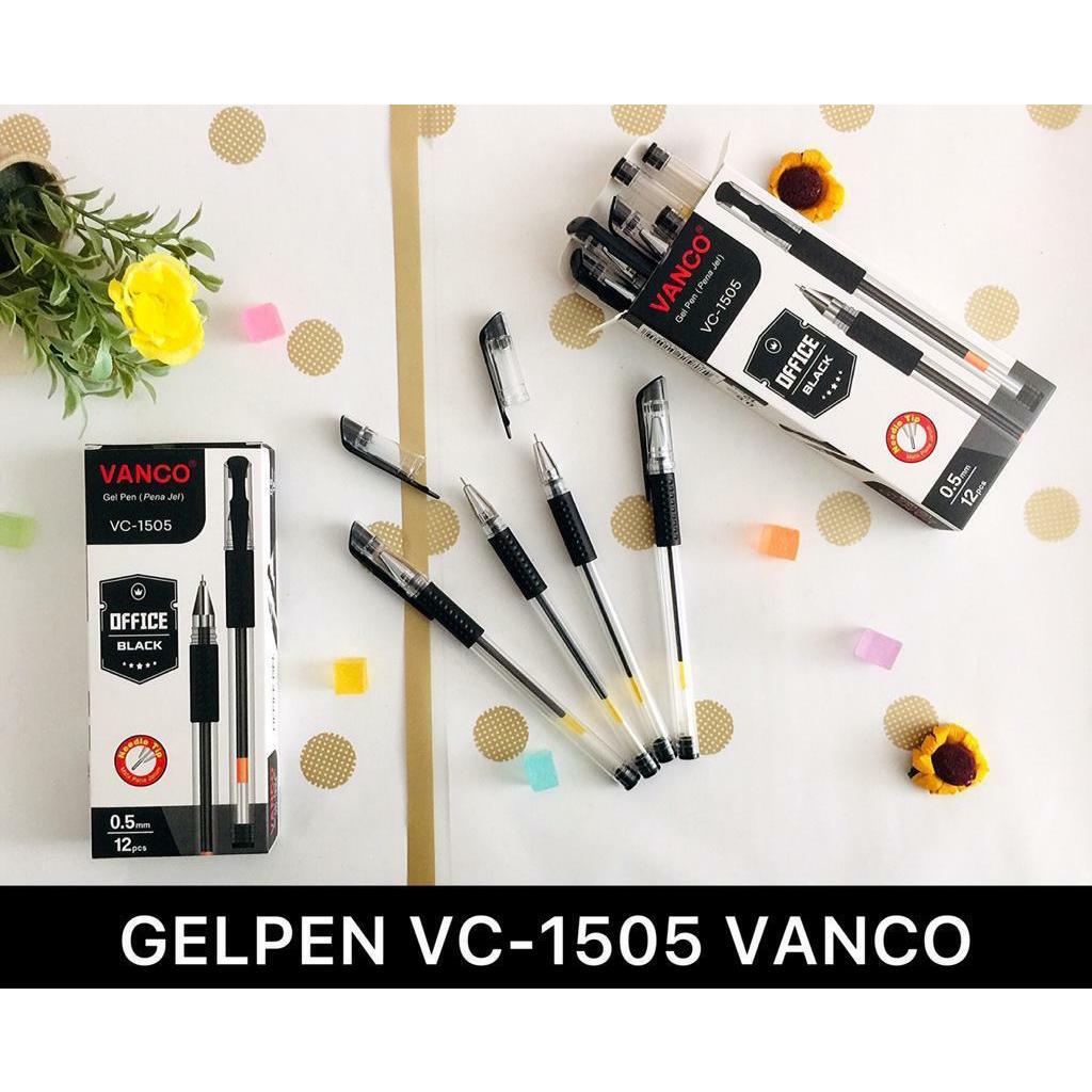 

VANCO PULPEN GEL / GEL PEN INK OFFICE 0.5 MM TINTA HITAM ISI 12 PCS. VC-1505
