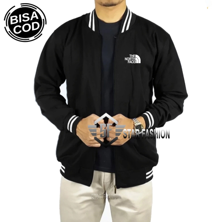 Jaket Baseball Varsity TNF Text Putih Premium Quality Pria & Wanita