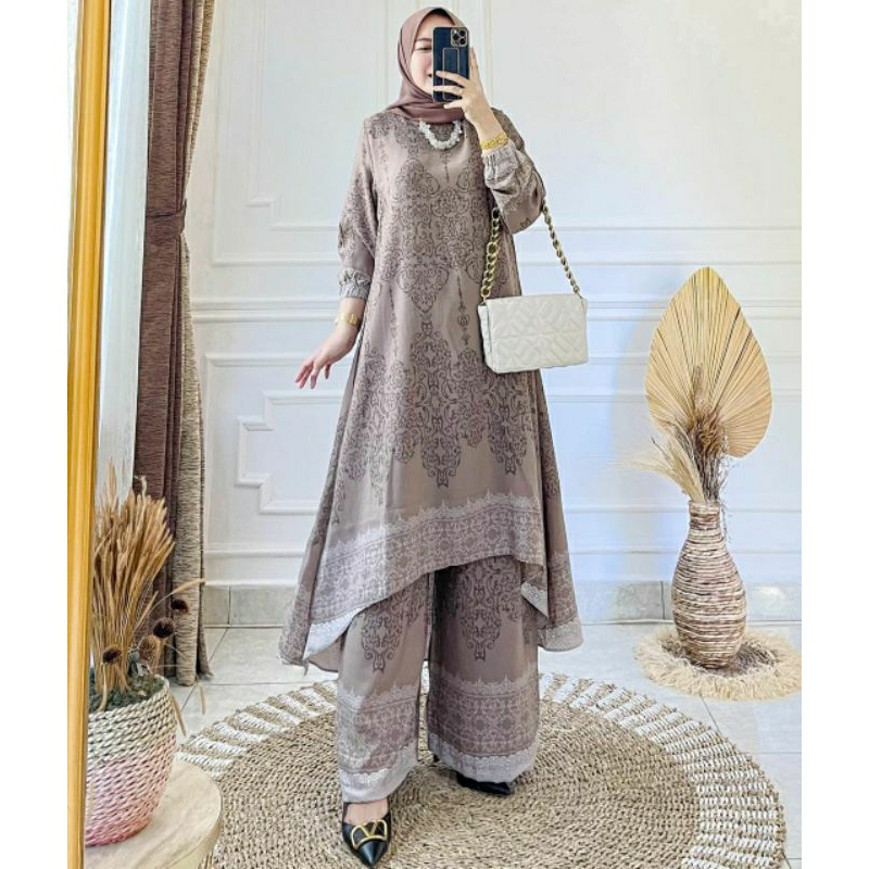 Melayu Malaysia Set / Tunik Malaysia / Set Tunik Kondangan / Setelan Long Tunik dan Celana / Setelan