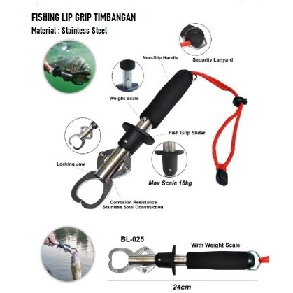 Fishing Lip Grip Timbangan Stainless Steel Lip Grip Alat Jepit Bibir Ikan Berbahan Stainless Dengan 