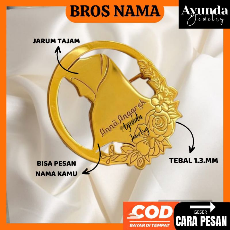 Bros Custom Nama Bros muslimah Bros mutiara Bros Nama bros hijab