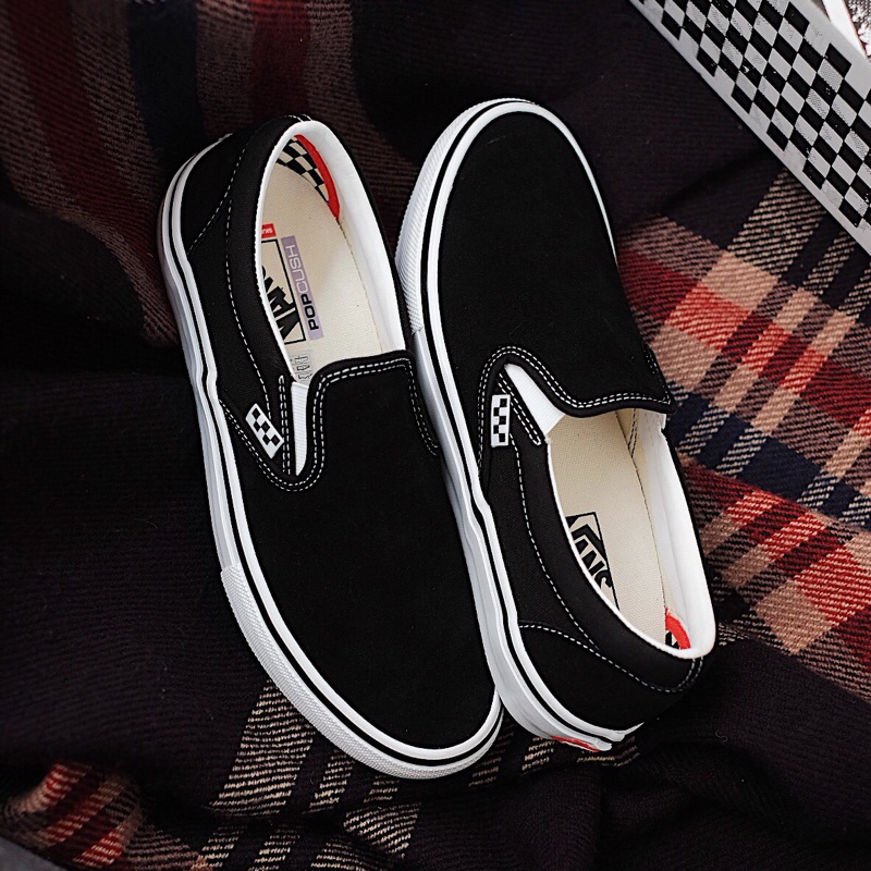 Sepatu Vans Slip On Pro Skate Black White 100% ORIGINAL RESMI