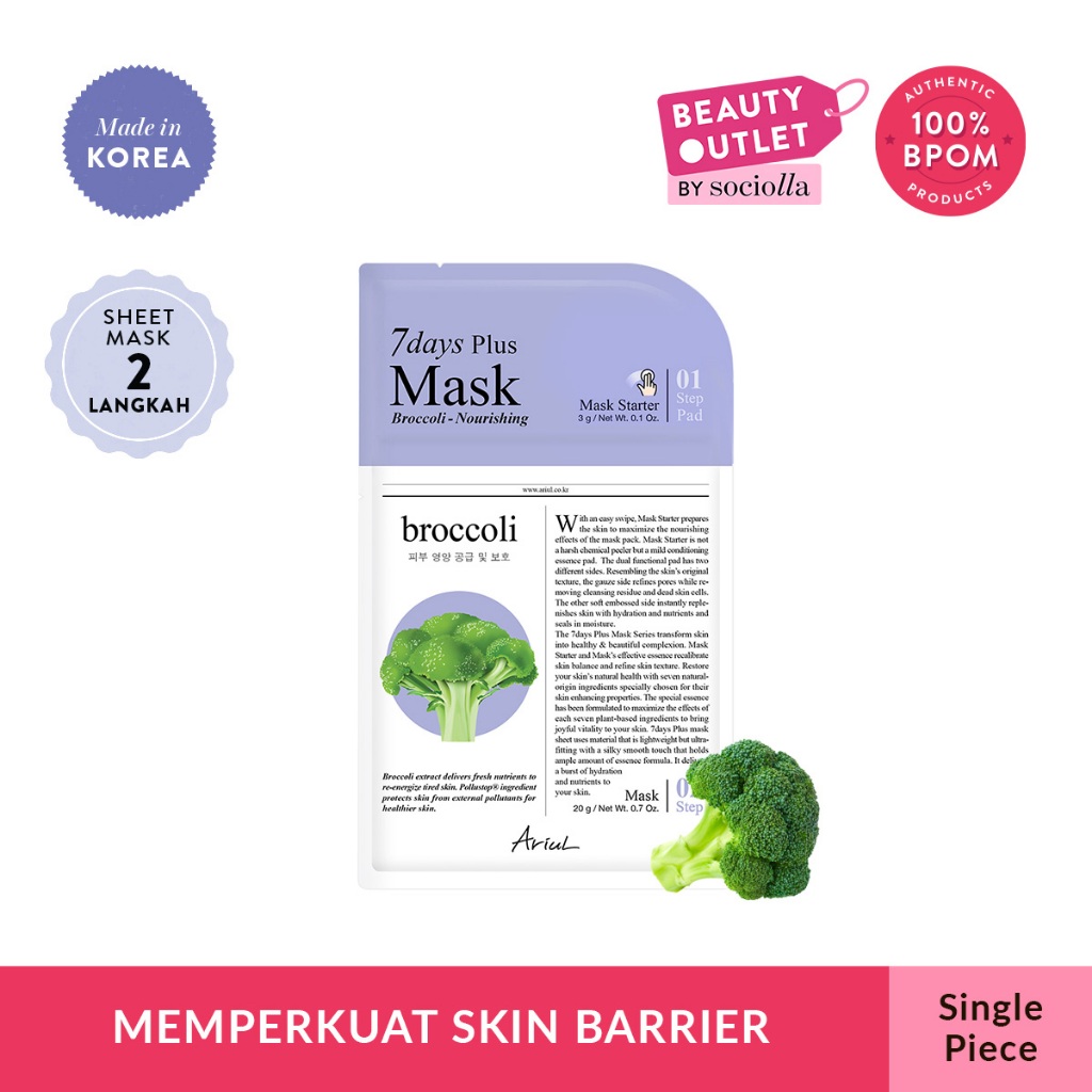 Ariul 7Days Plus Mask - Brocolli - Size: 20 gr - Edit by Sociolla