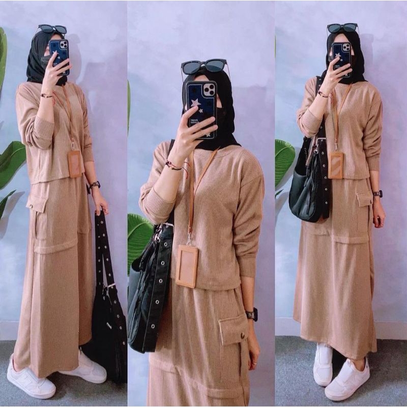 Baju Set Wanita Span Cargo
