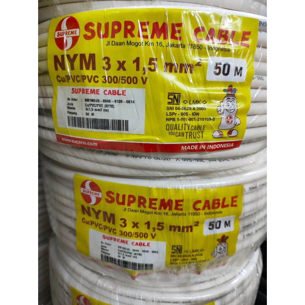 Kabel NYM Supreme 3x1.5MM / Kabel Power NYM 3X1.5MM Supreme Putih @50M