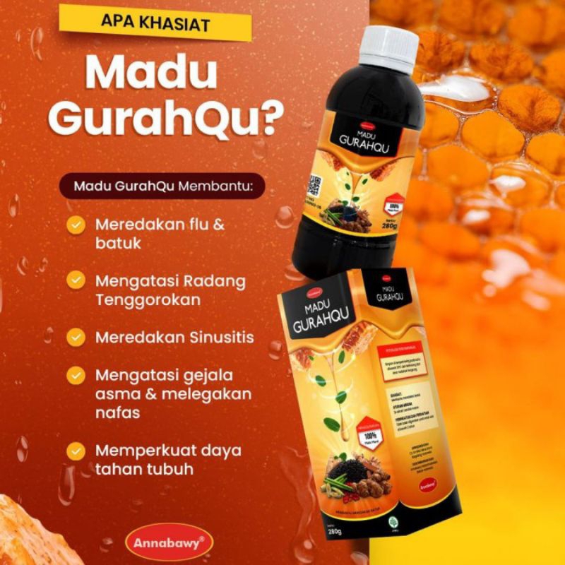 

Madu Gurahqu 280gr - Madu Herbal Flu dan Batuk Gurah Alami Atasi Sesak Napas Asma Bronkhitis dan Masalah Pernapasan