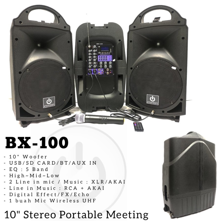 Speaker Portable Stereo Crimson BX 100 Original 10 inch Bluetooth