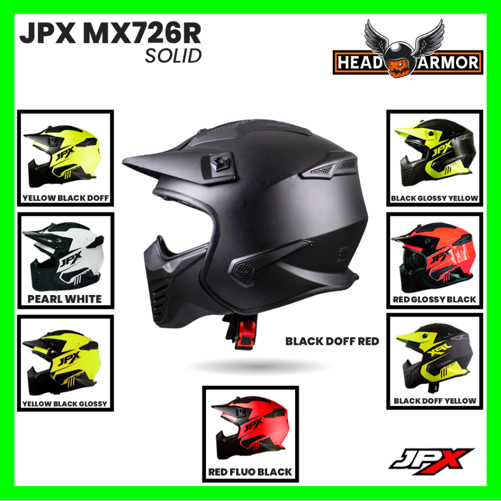 Helm JPX 726R Solid | Helm Sport | Face Off | Full Face | Head Armor