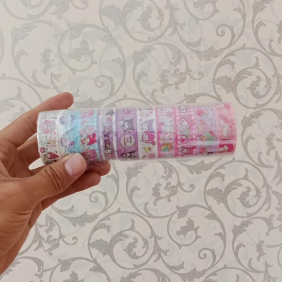

Lem Stiker(wash tape) Karakter Sanrio 1 Roll(isi 10 Pcs)
