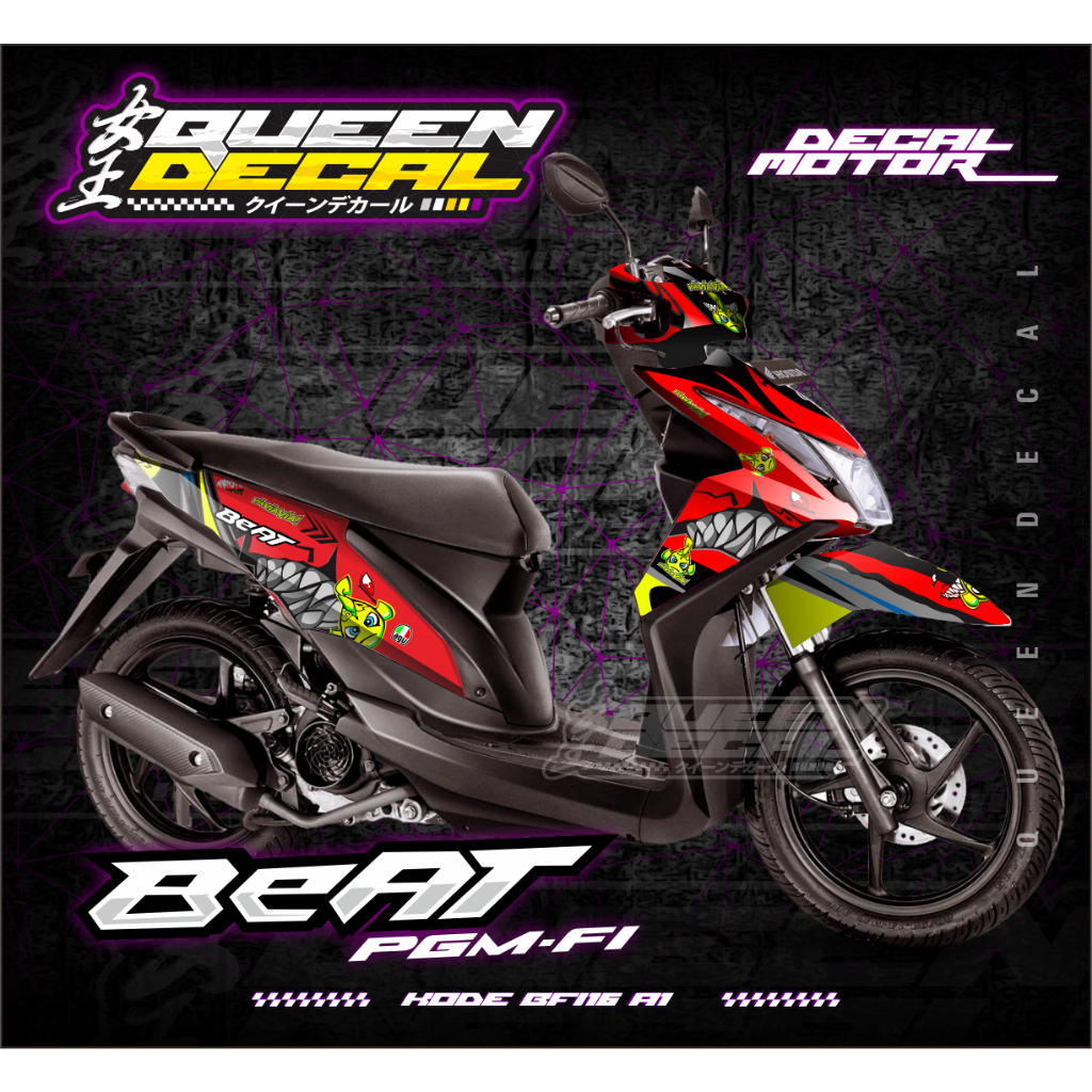 Sticker Decal Full Body Beat Fi Old 2014 2015 2016 SHARK MERAH- BFI
