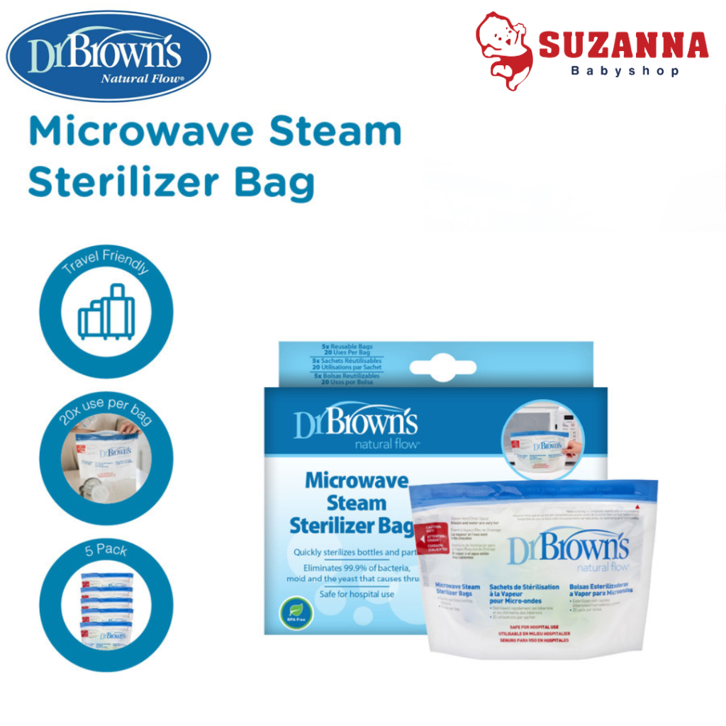 Dr.Brown's Microwaze Steam Sterilizer Bags 5-Pack / Dr Brown's Kantong Steril Botol
