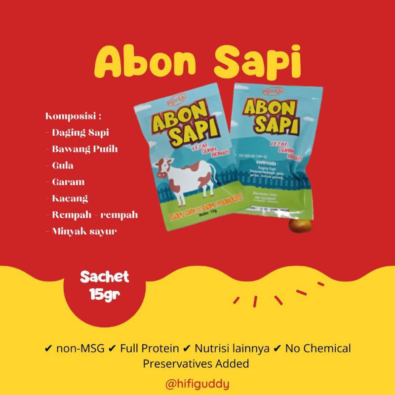 

Abon sapi sachet abiqu