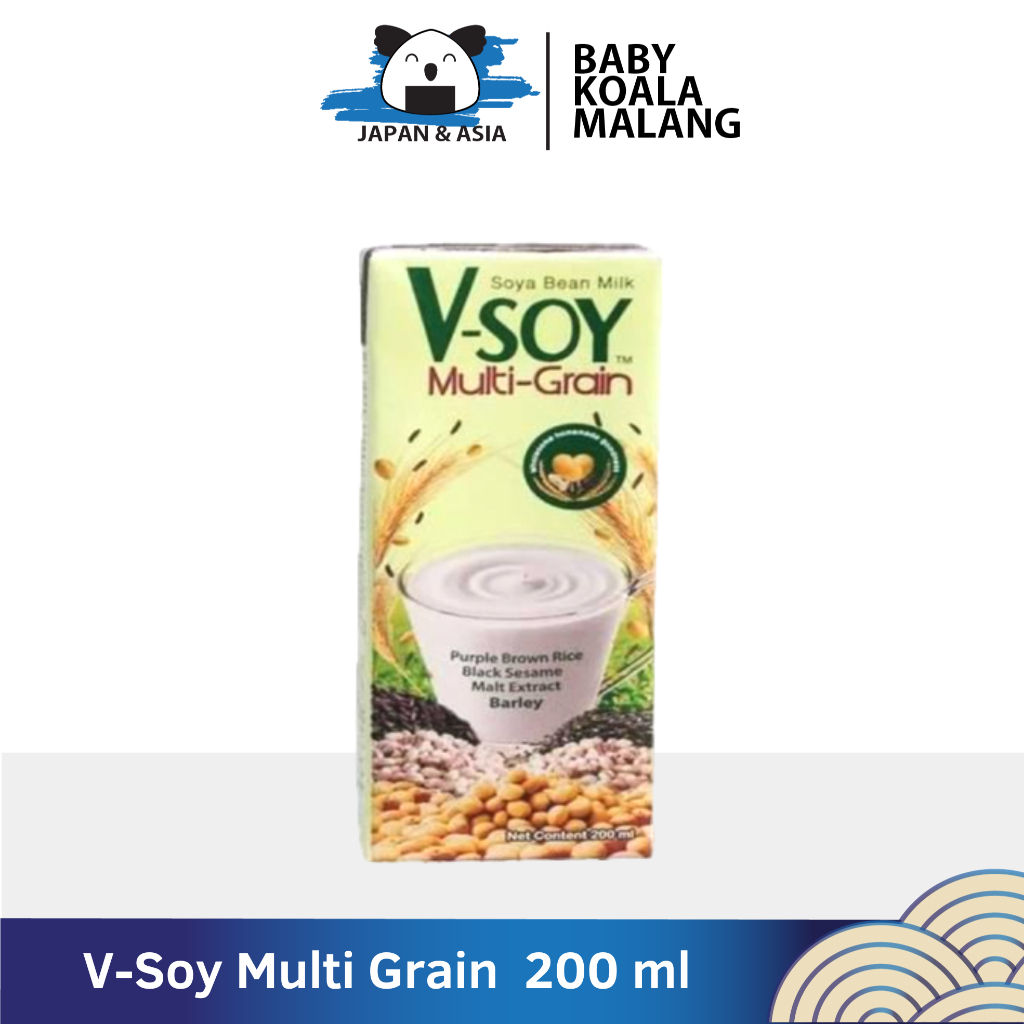 

V-SOY Milk UHT Susu Kedelai Multi Grain 200 ml Halal | Soya Bean