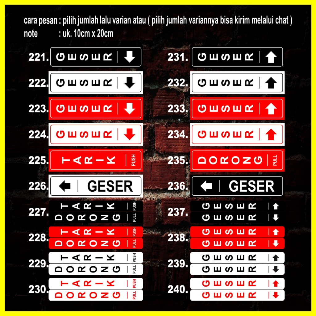 

Signage Stiker Tebal Stiker Rambu Stiker Himbauan Stiker Perhatian Stiker Geser Tarik Dorong