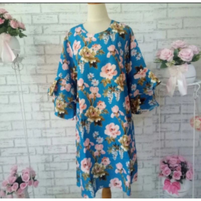 blouse tosca bunga big size/Blouse tunik bunga big size/blouse bunga