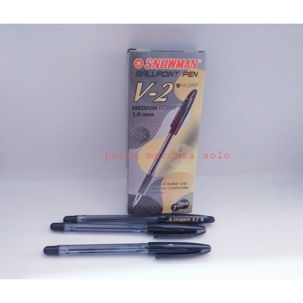 

Ballpoint, Bolpen, Pulpen Snowman V-2 0.6 mm Hitam 0.7 mm