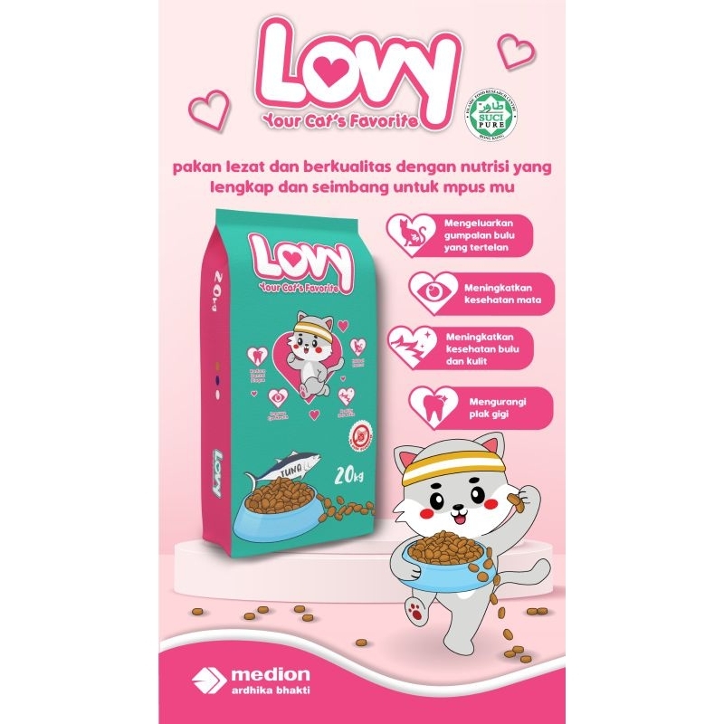 

makanan kucing lovy 20kg / medion / makanan kucing rasa tuna / cat food cat healty