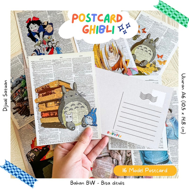 

Postcard/ Kartu Pos/ Kartu Ucapan Satuan Studio Ghibli Edition | Totoro Ponyo Howl Moving Castle Spirited Away Kiki Delivery Service Princess Mononoke Studio Ghibli A6