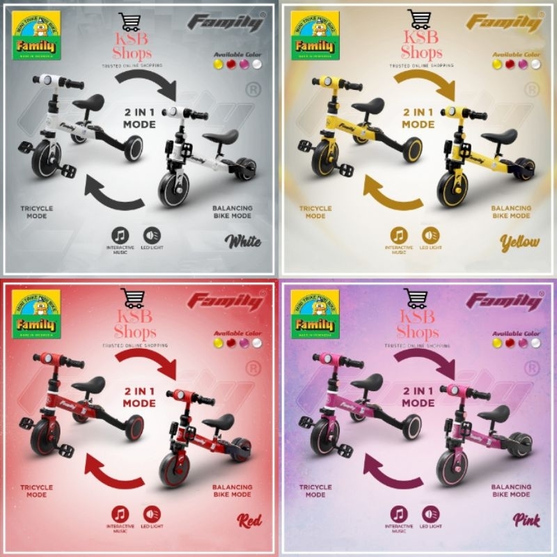 [KSB] Sepeda Keseimbangan Sepeda Anak Roda Tiga 3 Sepeda Keseimbangan 3 in 1 Balance Bike PUSH BIKE 