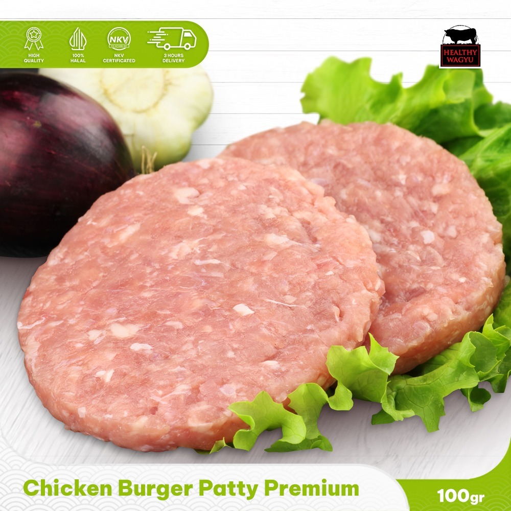 

Premium Chicken Burger Patty Daging Ayam Halal 100gr HealthyWagyu