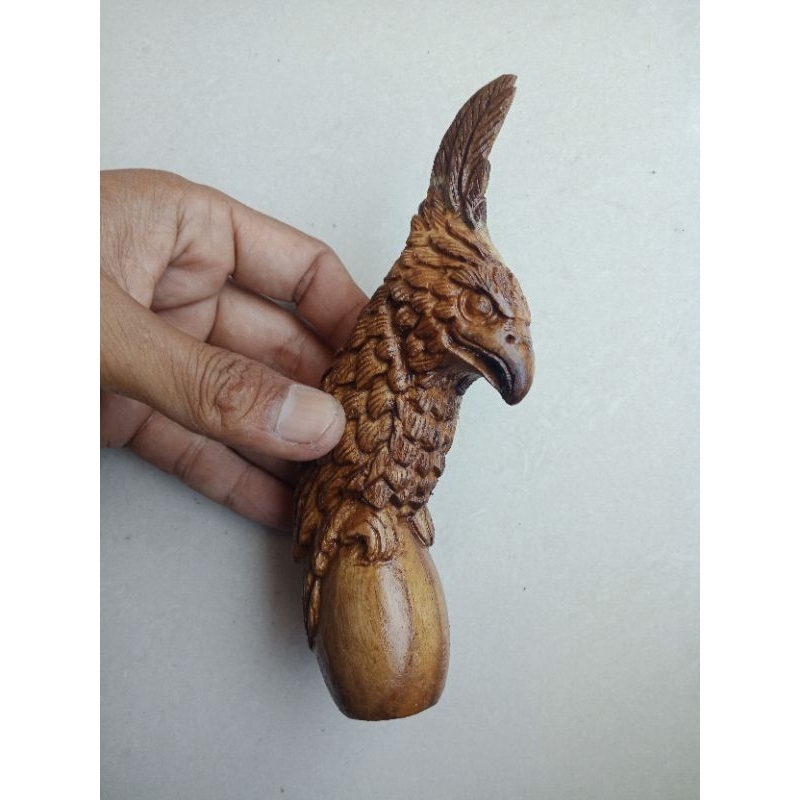 Deder keris kayu ukiran burung