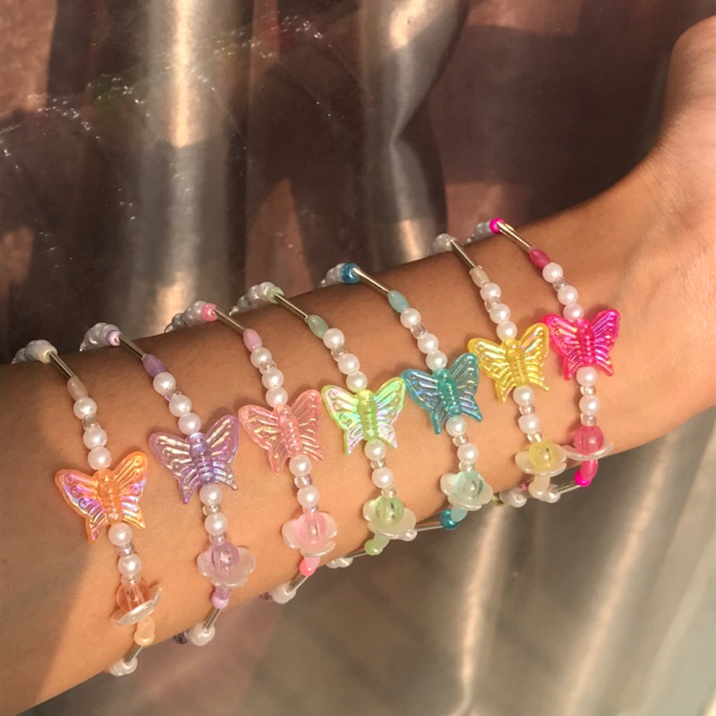 Gelang manik kupu-kupu / bracelet kupu / gelang couple persahabatan