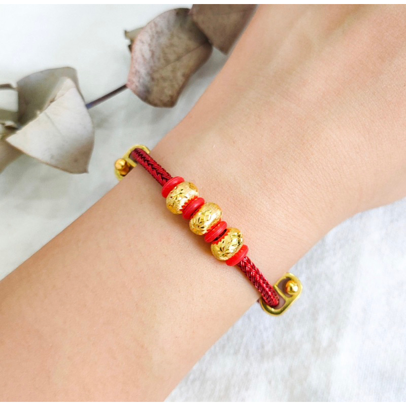 gelang tali waterproff hias emas asli kadar 700 hadiah ultah