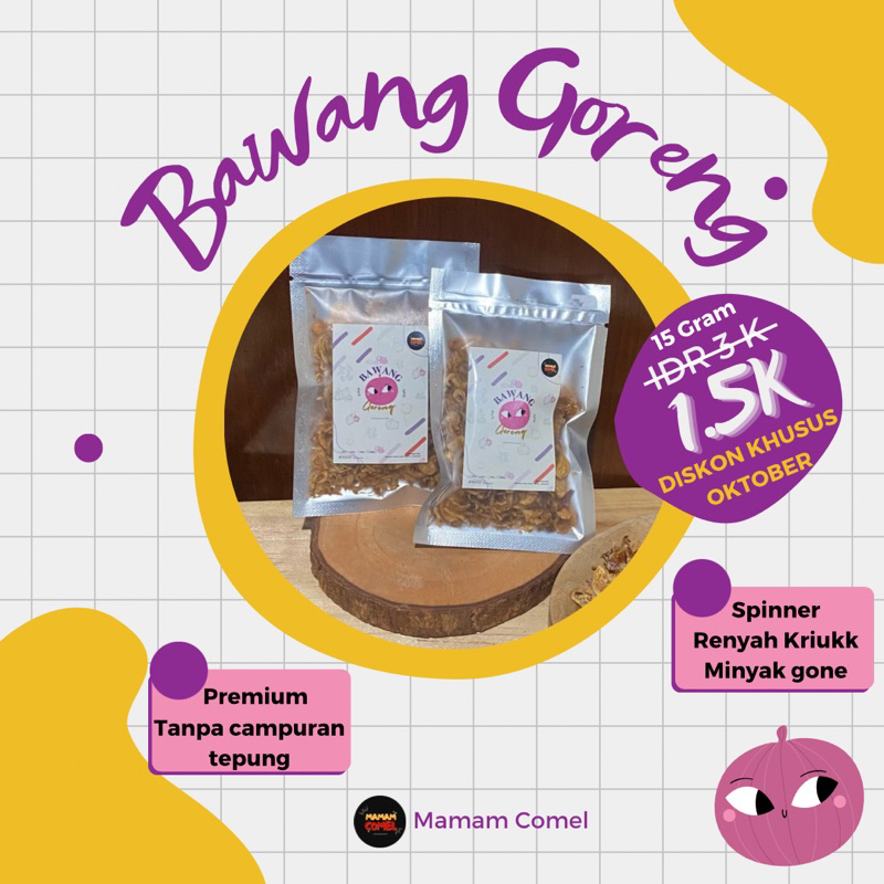 

Bawang Goreng Asli Tanpa Campuran Sachet 15 Gram