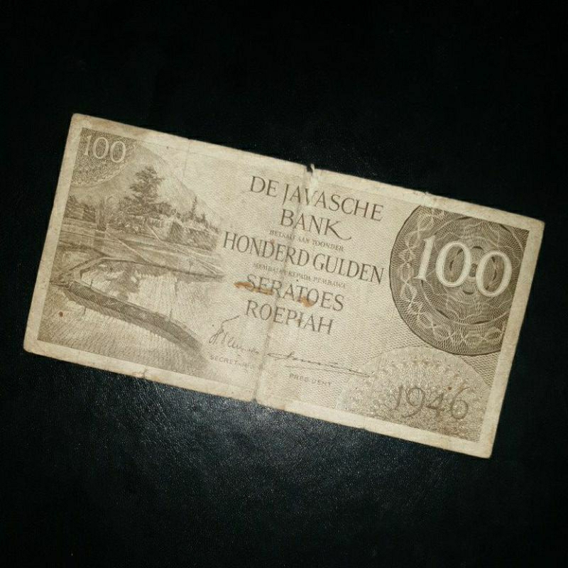 Uang Kuno Seri Federal (Penjajahan Belanda) Pecahan 100 Gulden tahun 1946